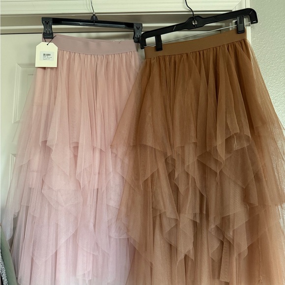 Dresses & Skirts - Elegant Pink and Brown Layered Tulle Skirt